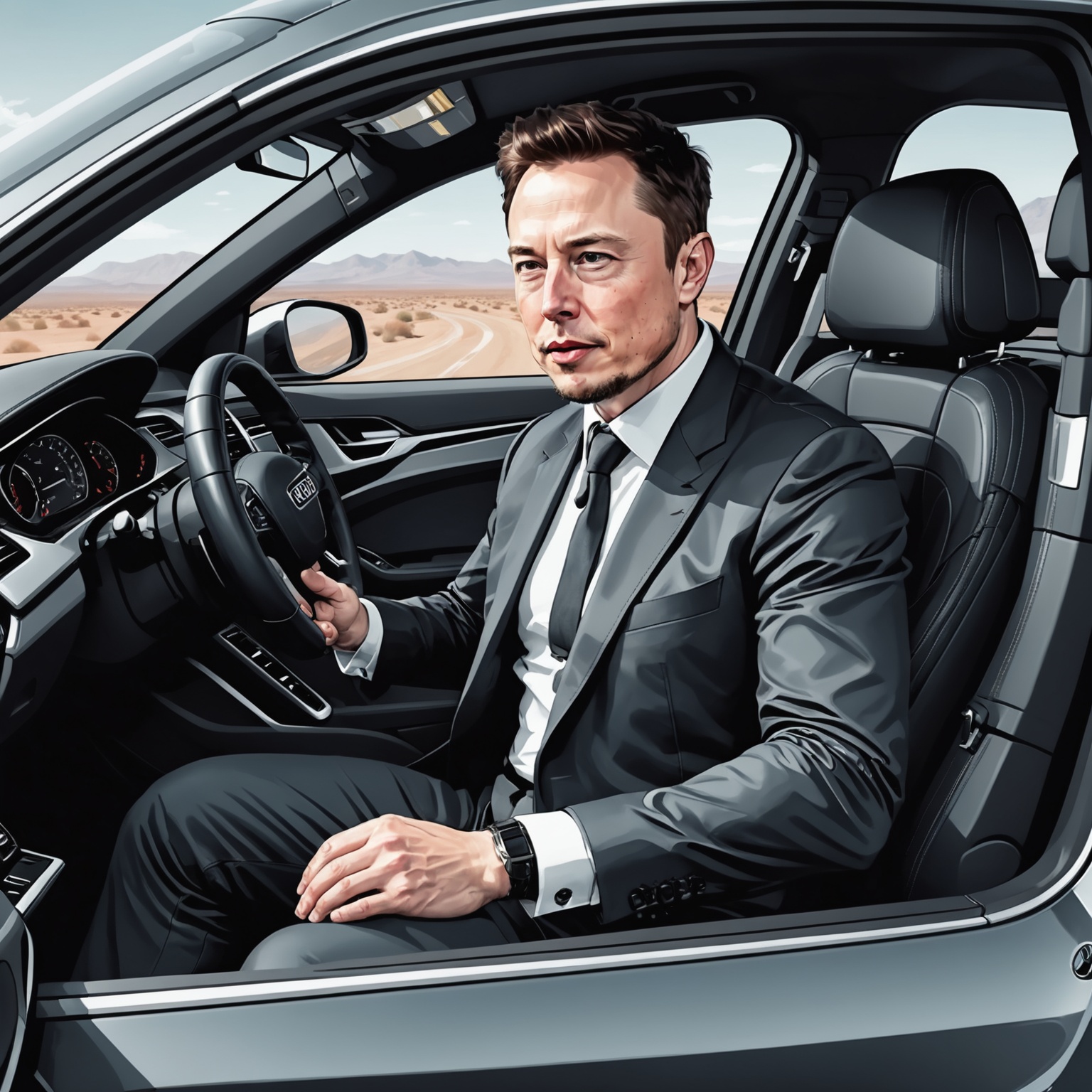 elon musk driving audi