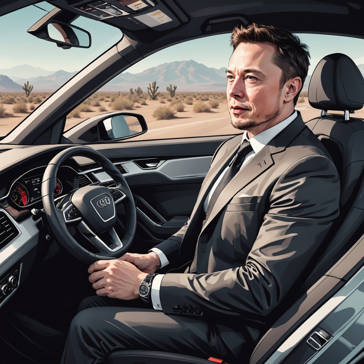 elon musk driving audi