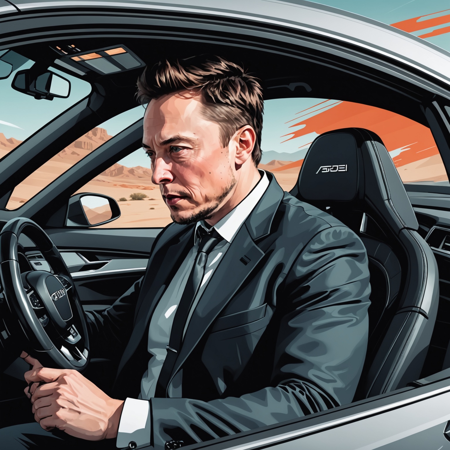 elon musk driving audi