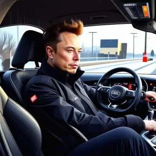elon musk driving audi