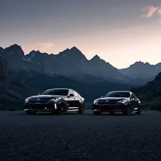 kia stinger and rs5 2018 both photo in dark mountain