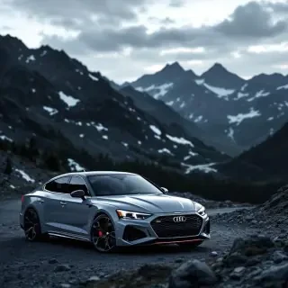 kia stinger and AUDI RS5 2018 both photo in dark mountain
